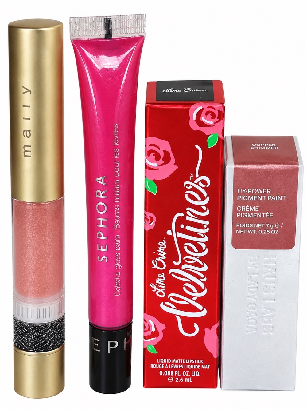 Luxury & Indie Lip Bundle of 4 | Haus Labs, Lime Crime, Sephora, Mally Beauty